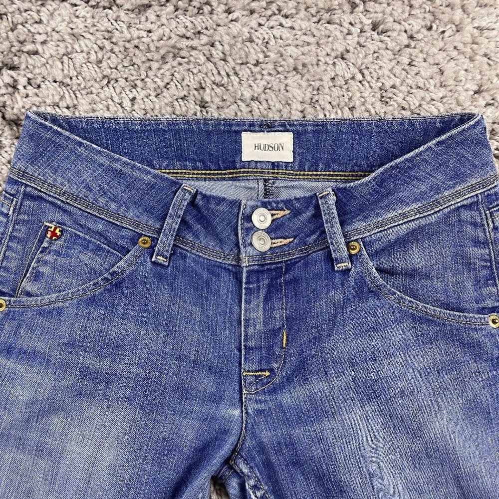 Hudson Collin Flap Skinny Jeans Women's 25 Low Rise Medium Wash Denim 2-Button - Picture 3 of 16